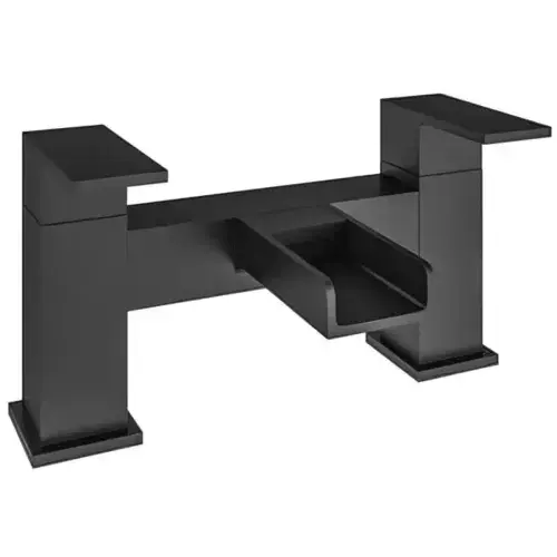 Abberton Matt Black Square Waterfall Bath Filler Tap
