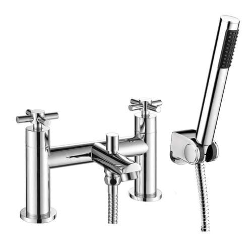 Acel Chrome Bath Shower Mixer Tap & Shower Kit - Cross Head Style