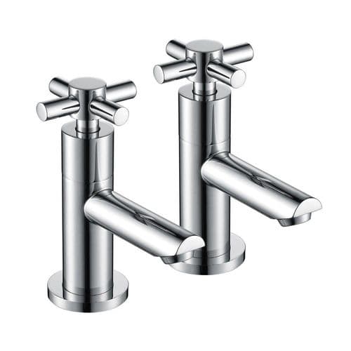 Acel Chrome Cross Head Basin Taps - Pair - Modern Style