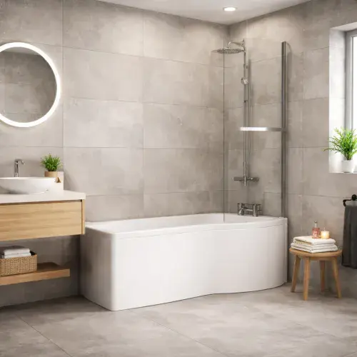 Acrylox P Shape Shower Bath Pack 1700 x 800mm