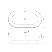 Adelso Back to Wall Curved Freestanding Bath 1600mm, White - Lifetime Guarantee