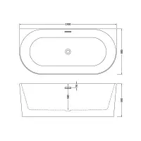 Adelso Back to Wall Curved Freestanding Bath 1700mm, White, Lifetime Guarantee