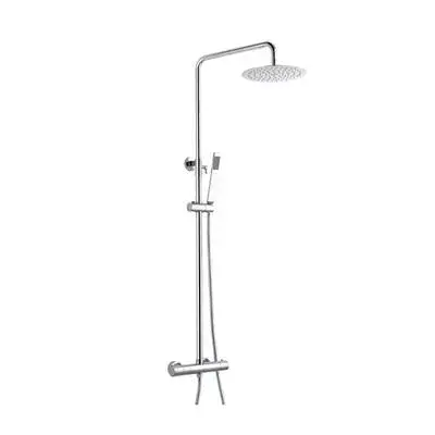 Adjustable Height (900 - 1300mm) Thermostatic Shower Pole Bar Valve, Head, Handset & Hose - Chrome