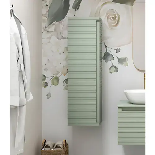 Alight 350mm Wall Hung 1 Door Tall Unit - Matt Willow Green