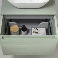 Alight 600mm Wall Hung 1 Drawer Basin Unit & Worktop - Matt Green
