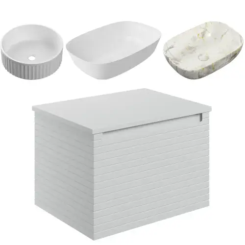 Alight 600mm Wall Hung 1 Drawer Basin Unit & Worktop - Matt Grey