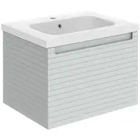 Alight 615mm Fluted 1 Drawer Wall Hung Basin Unit, Matt Grey