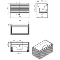 Alight 800mm Wall Hung 1 Drawer Basin Unit & Worktop - Matt Grey
