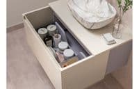 Alight 815mm Fluted 1 Drawer Wall Hung Basin Unit, Matt Cotton