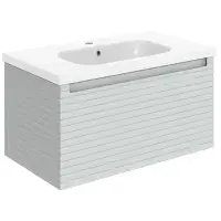 Alight 815mm Fluted 1 Drawer Wall Hung Basin Unit, Matt Grey