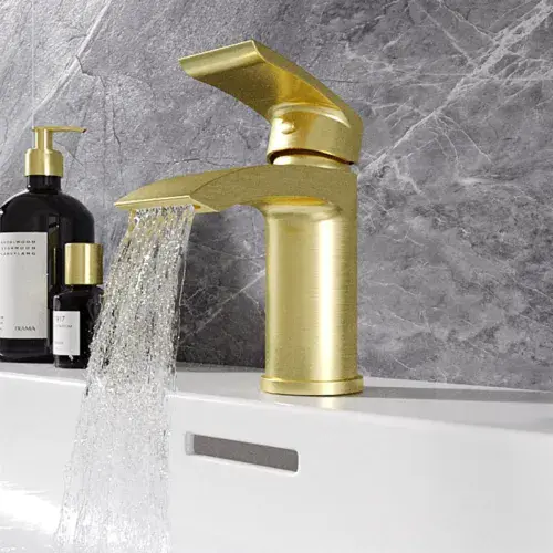 Alveston Basin Tap with Waste - Brushed Brass