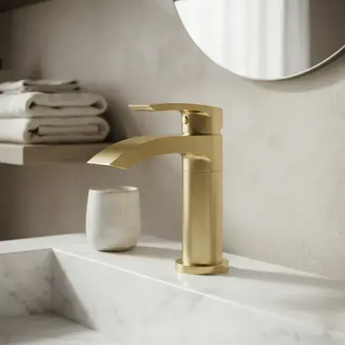 Alveston Swivel Basin Tap with Waste - Brushed Brass