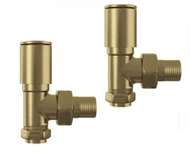 Angled Radiator Valves (pair), Brushed Brass