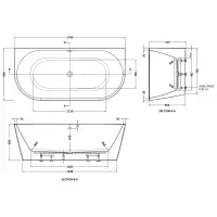 Angso Back to Wall Double Ended Bath Tub, 1700mm x 800mm