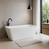 Angso Square Freestanding Back to Wall Bath Tub, 1615mm x 720mm - Lifetime Guarantee
