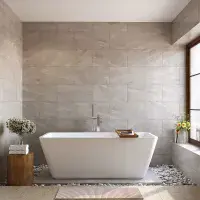 Angso Square Freestanding Back to Wall Bath Tub, 1615mm x 720mm - Lifetime Guarantee