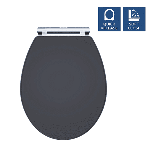 Anthracite Wooden Slow Close Toilet Seat