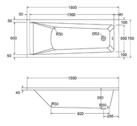 Anya Acrylox Super Strength Bath, Single Ended 1500 x 700mm