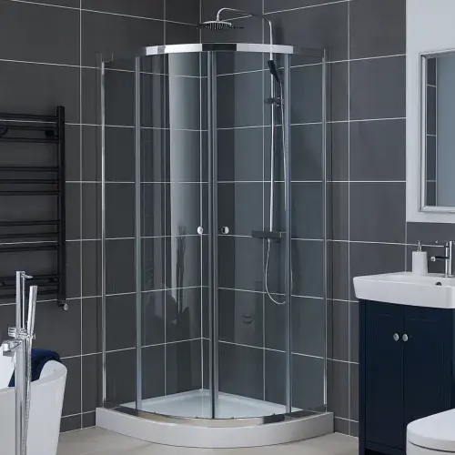 Aqua 900 x 900mm Quadrant Shower Enclosure | 6mm Toughened Glass | Double Sliding Doors