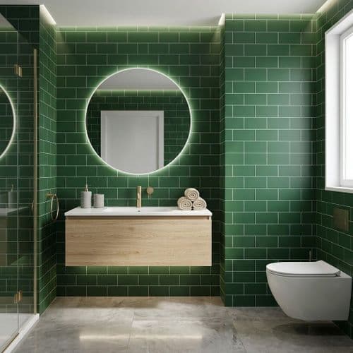 AquaGen Retro Green Tile Single Panel - 1200mm x 2400mm - Waterproof Wall Panel