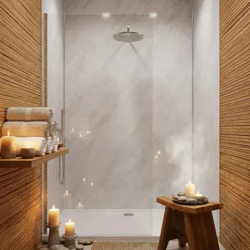 AquaGen White Grey Marble Single Panel - 1200mm x 2400mm - Waterproof Wall Panel