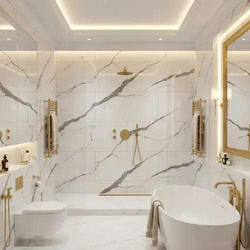 AquaGen White Marble Tiled Single Panel - 1200mm x 2400mm - Waterproof Wall Panel