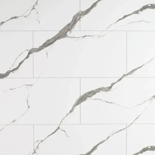 AquaGen White Marble Tiled Single Panel - 1200mm x 2400mm - Waterproof Wall Panel