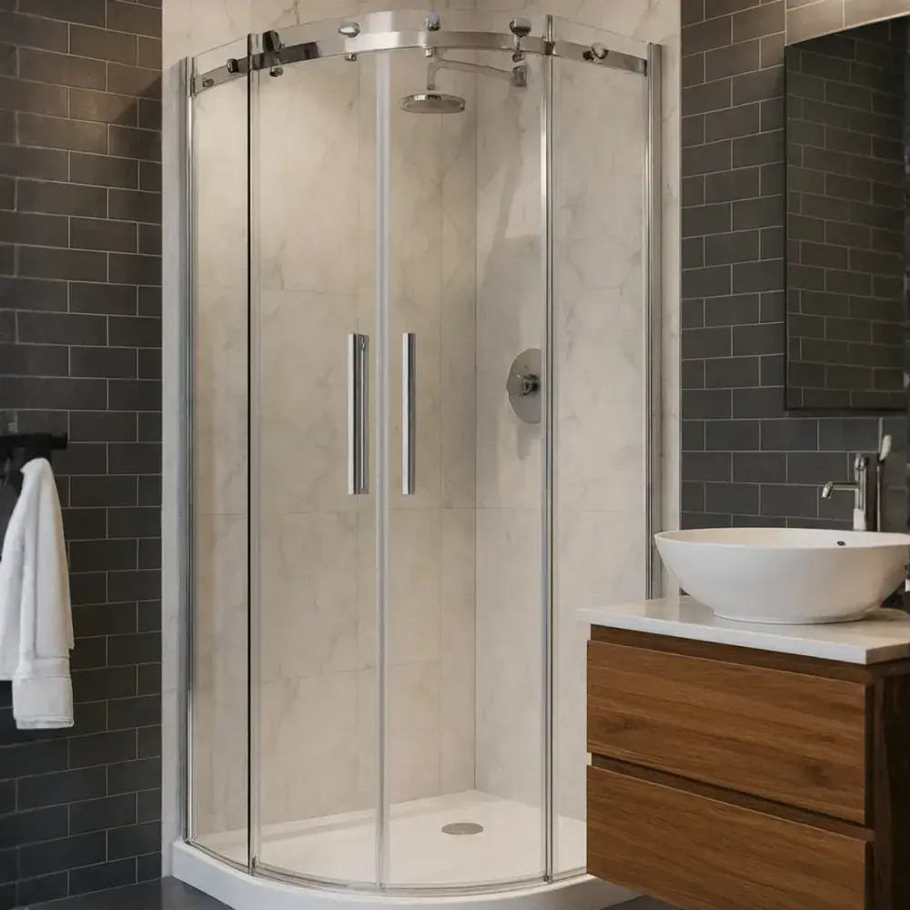 Aquaglass Frameless 1200 x 800mm 2 Door Offset Quadrant Shower Enclosure