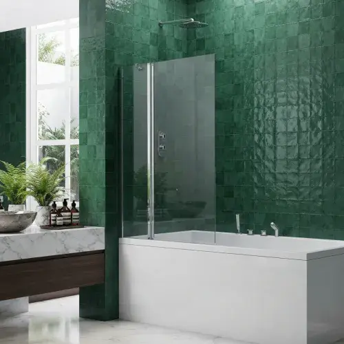 Aquaglass Frameless Fixed Panel Bath Screen | 1400 x 800mm - Chrome