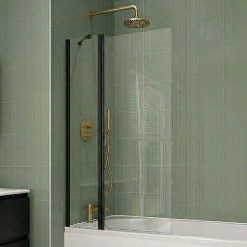 Aquaglass Frameless Fixed Panel Bath Screen | 1400 x 800mm - Matt Black