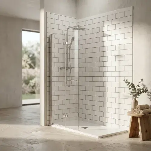 Aquaglass Hinged 2 Fold Walk in Shower Screen
