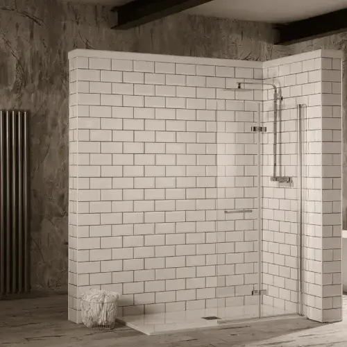 Aquaglass Hinged 2 Fold Walk in Shower Screen
