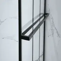 Aquaglass Velar 8mm Black Framed Walk In Front Shower Panel with Towel Rail