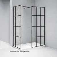 Aquaglass Velar 8mm Black Framed Walk In Front Shower Panel with Towel Rail