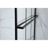 Frontline Aquaglass Velar 8mm Black Crittall Walk In Front Panel with Towel Rail 1000mm