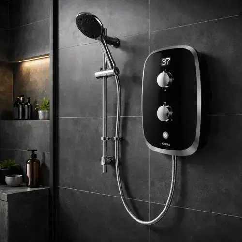 Aqualisa Evolve 8.5kW Electric Shower with Adjustable Head - Black/Satin Silver