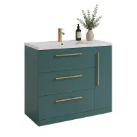 Aquanova 800mm Matt Green Floor Standing Vanity Unit | 3 Drawer 1 Door