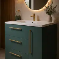 Aquanova 800mm Matt Green Floor Standing Vanity Unit | 3 Drawer 1 Door
