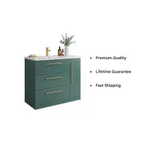 Aquanova 800mm Matt Green Floor Standing Vanity Unit | 3 Drawer 1 Door
