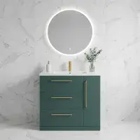 Aquanova 800mm Matt Green Floor Standing Vanity Unit | 3 Drawer 1 Door