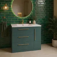 Aquanova 800mm Matt Green Floor Standing Vanity Unit | 3 Drawer 1 Door