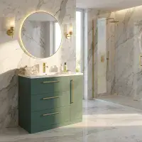 Aquanova 800mm Matt Green Floor Standing Vanity Unit | 3 Drawer 1 Door
