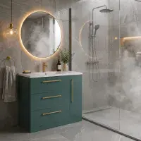 Aquanova 800mm Matt Green Floor Standing Vanity Unit | 3 Drawer 1 Door