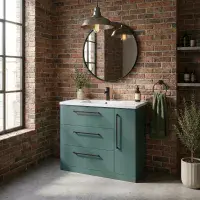Aquanova 800mm Matt Green Floor Standing Vanity Unit | 3 Drawer 1 Door