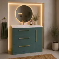 Aquanova 800mm Matt Green Floor Standing Vanity Unit | 3 Drawer 1 Door