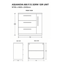 Aquanova 800mm Matt Green Floor Standing Vanity Unit | 3 Drawer 1 Door