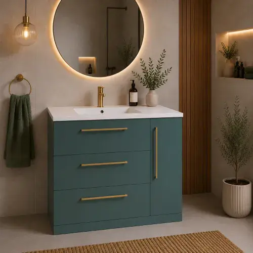 Aquanova Floor Standing Unit  3 Drawer  1 Door  800mm Matt Green