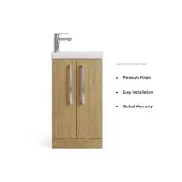 AquaTrend 455mm Natural Oak Cloakroom Freestanding Vanity Unit & Basin | Bathcenter