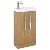 AquaTrend 455mm Natural Oak Cloakroom Freestanding Vanity Unit & Basin | Bathcenter