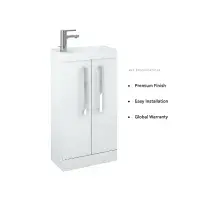 Aquatrend 455mm 2 Door Vanity Unit inc Ceramic Basin - Various Colours